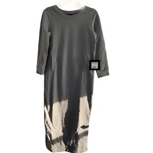 Norma Kamali 3/4 Sleeve Terry Dress in Heather Grey Size Small NWT